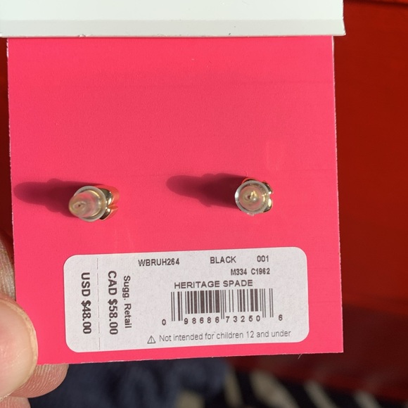 Kate Spade- Heritage Spade Heart Gold Earrings-  Black - Picture 4 of 5